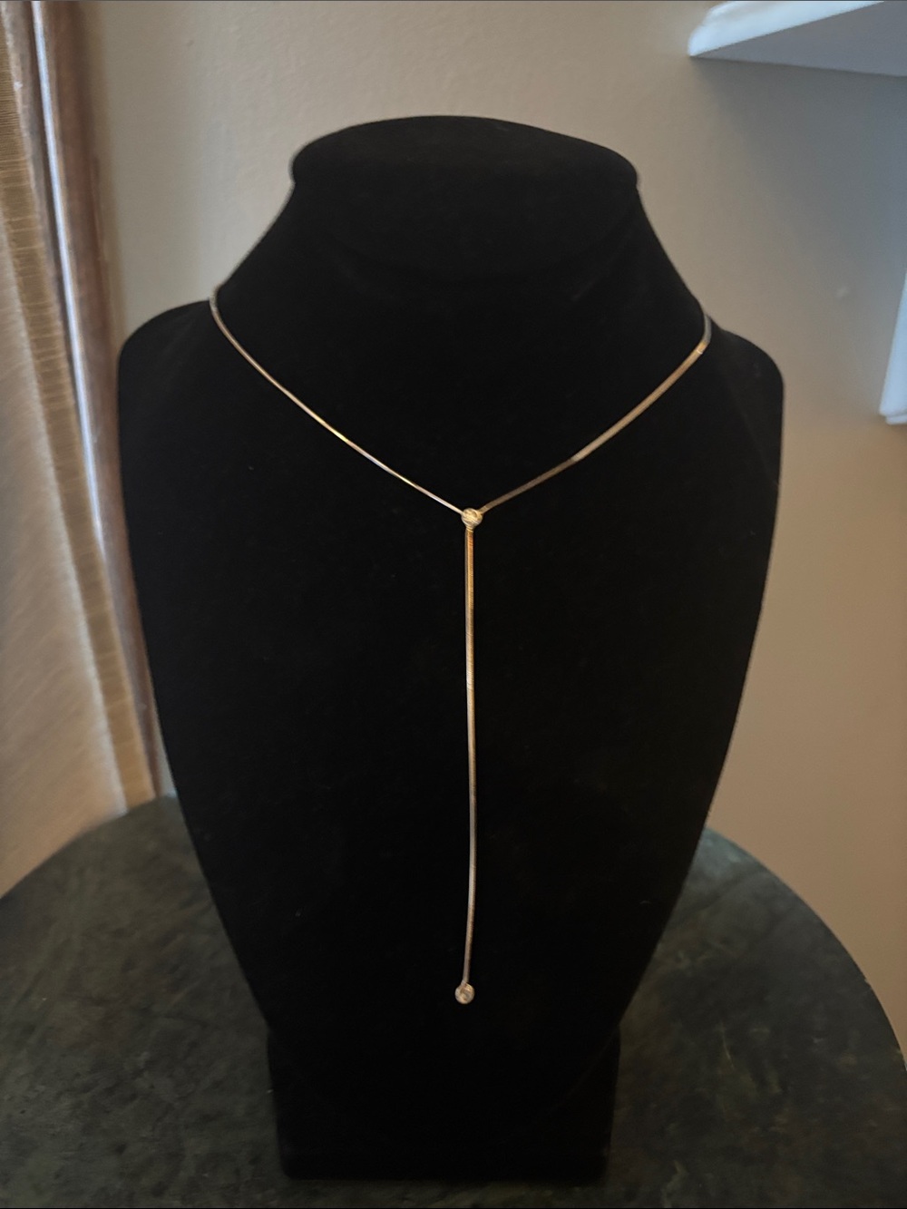 Mia Fiore Delicate Gold Lariat Necklace with Crystal Accent